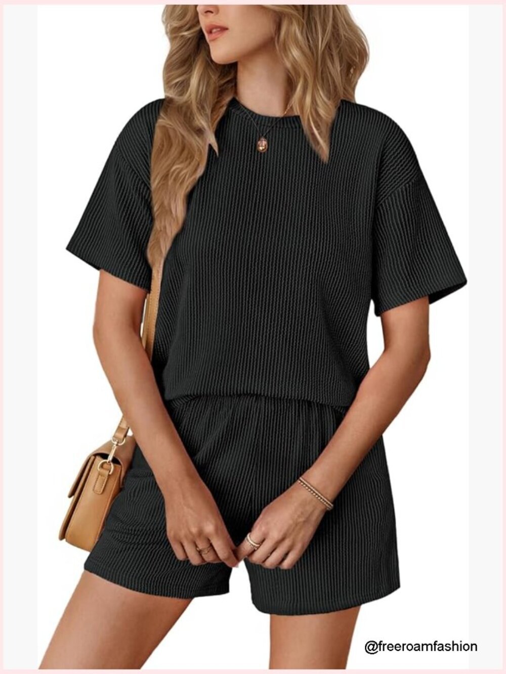 Women's 2 Piece Lounge Set Ribbed Textured Knit Short Sleeve Shorts Vacation